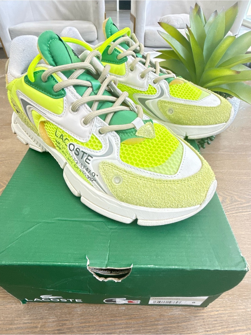 Lacoste Kids Neon Green and White Athletic Sneakers